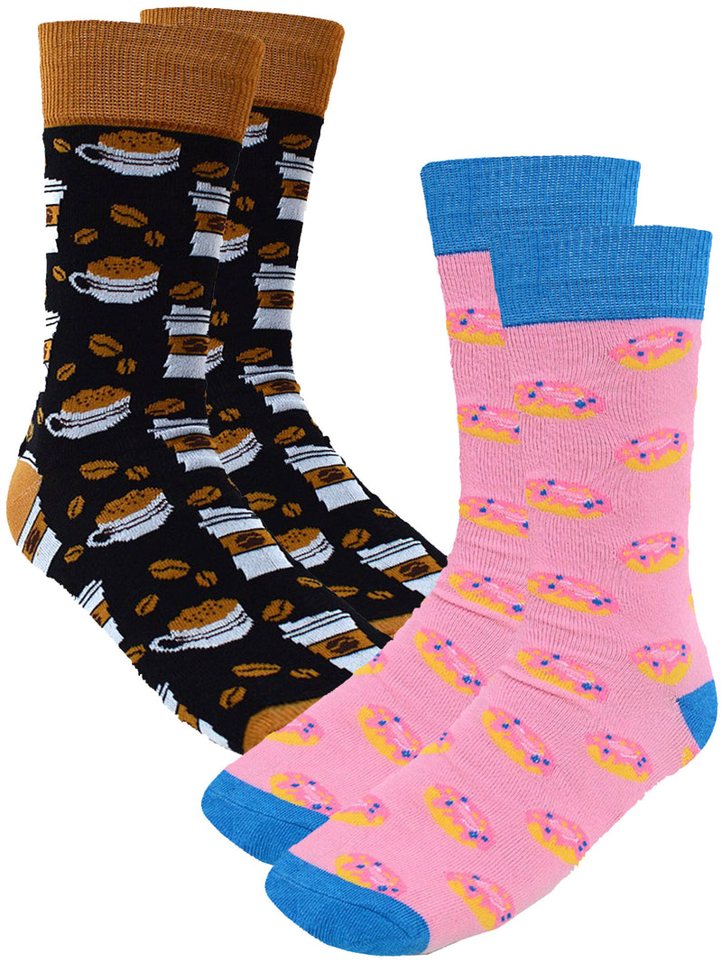 Coffee & Doughnuts 2 Pack Mens Dress Crew Socks