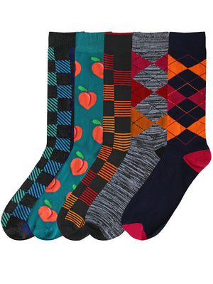 Mens Game Crazy 5-Pack Dress Socks