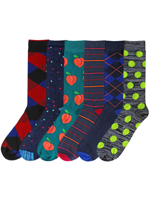 Printed Mens 6-Pack Dress Socks
