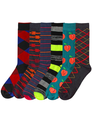Mens Classic Designs & Fun Food 6-Pack Dress Socks