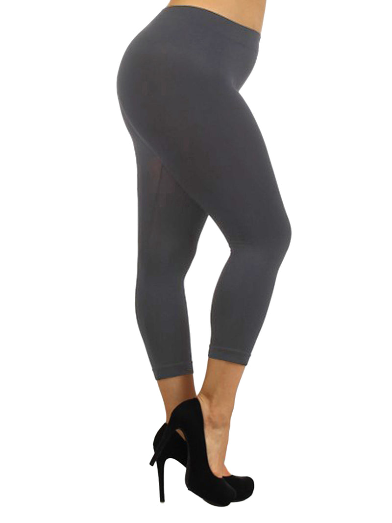 Charcoal Gray Plus Size Seamless Capri Womens Leggings