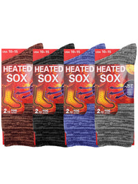 Mens 4-Pack Marled Knit Heavy Heated Thermal Winter Socks