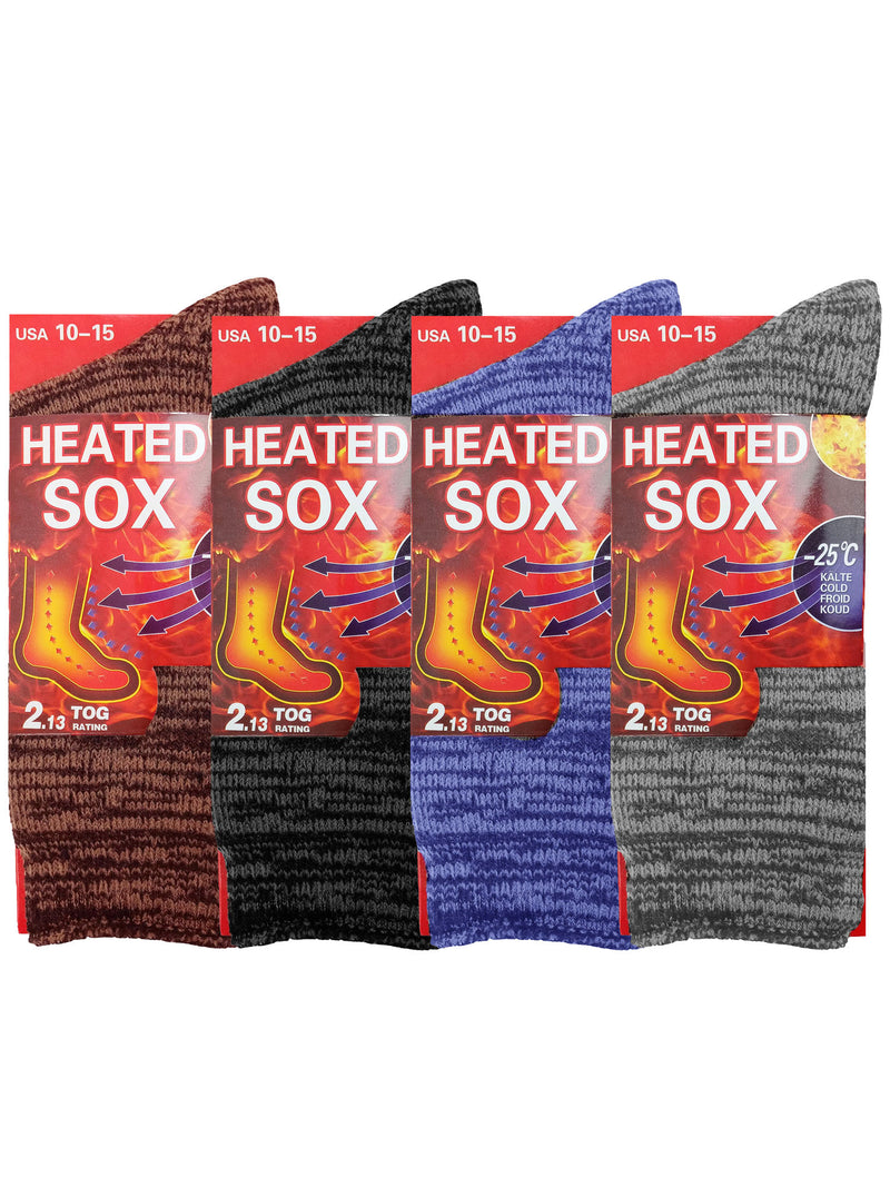 Mens 4-Pack Marled Knit Heavy Heated Thermal Winter Socks