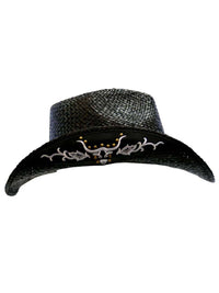 Black Cowboy Hat With Longhorn Western Hatband