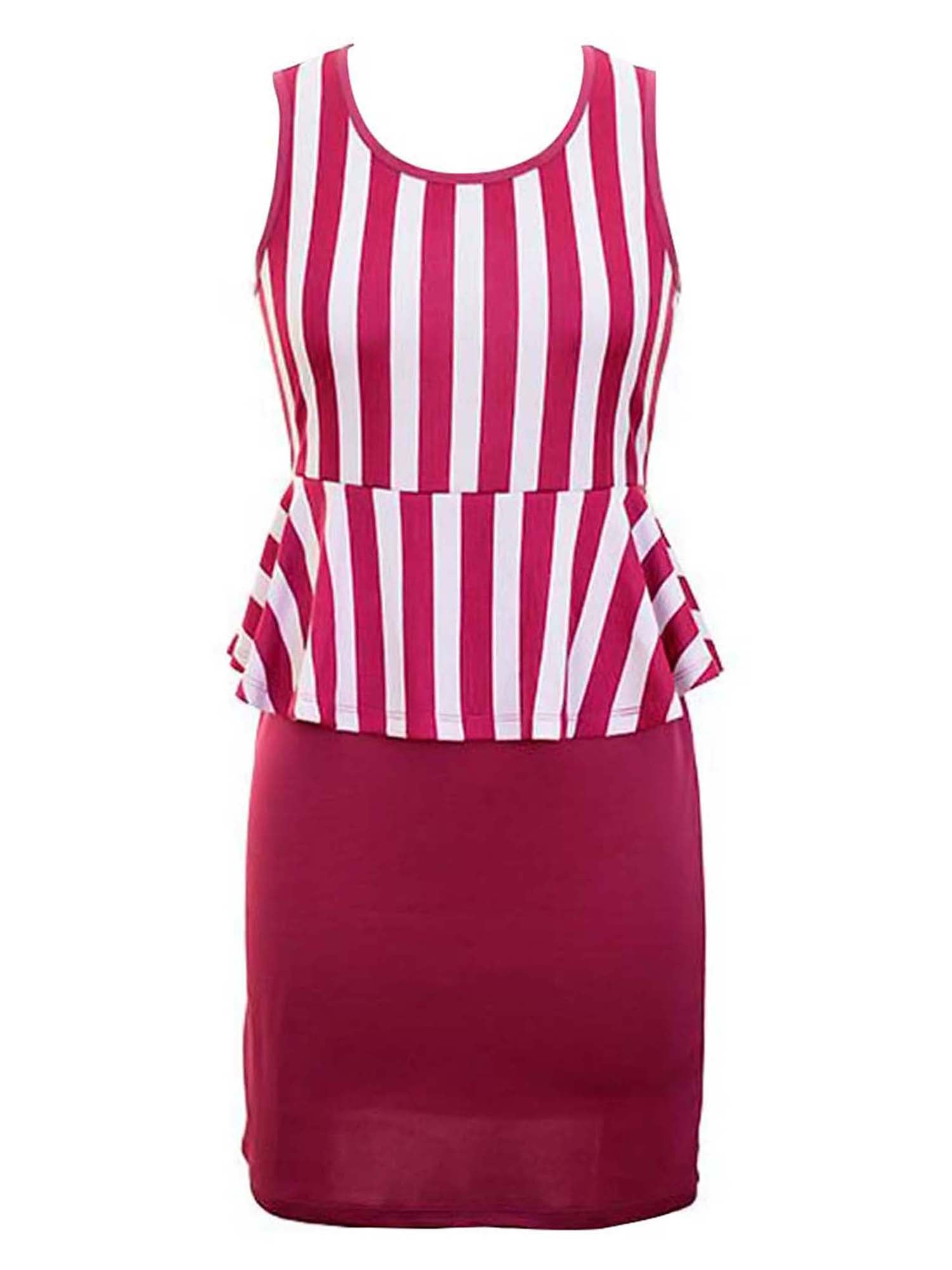 Striped Junior Size Sleeveless Midi Dress