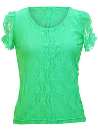 Short Sleeve Lace Blouse With Scoop Neckline