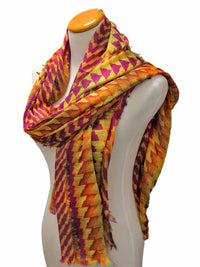 Fuchsia Vibrant Tricolor Tribal Print Scarf