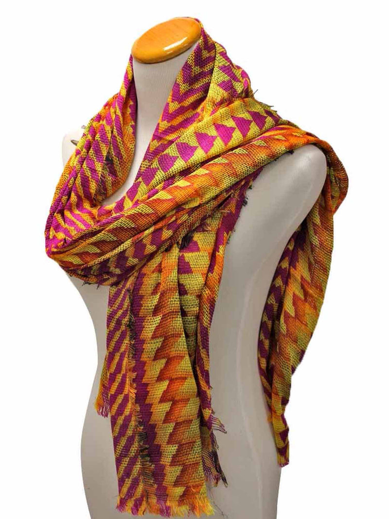 Fuchsia Vibrant Tricolor Tribal Print Scarf