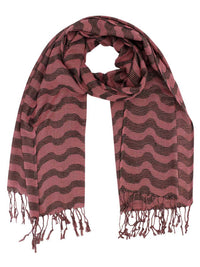 Wavy Metallic Striped Fringed Scarf