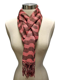 Wavy Metallic Striped Fringed Scarf