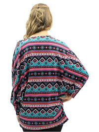 Draped Front Multicolor Bat Sleeve Shrug Jacket