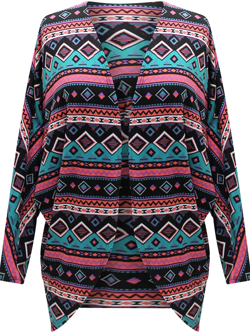 Draped Front Multicolor Bat Sleeve Shrug Jacket