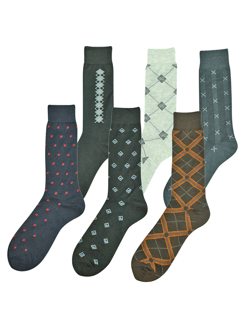 Mens Assorted Design 6 Pack Crew Length Dress Socks Mens Assorted Design 6 Pack Crew Length Dress Socks
