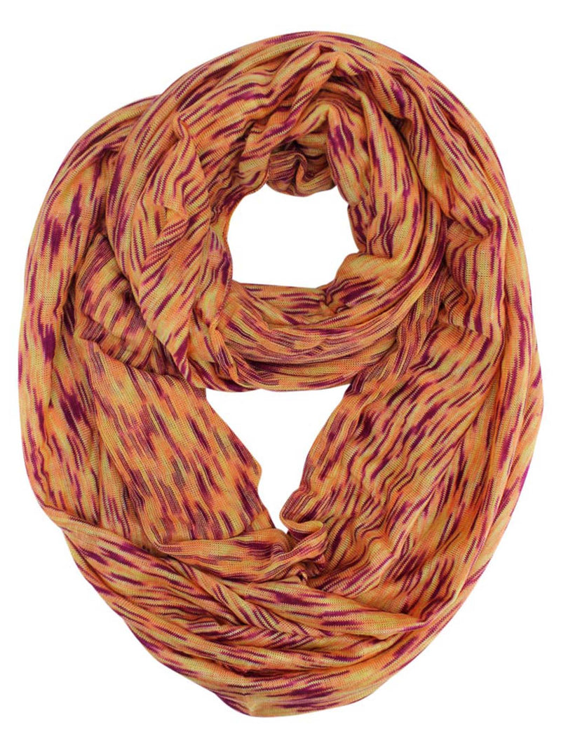 Orange Variegated Light Knit Circle Scarf