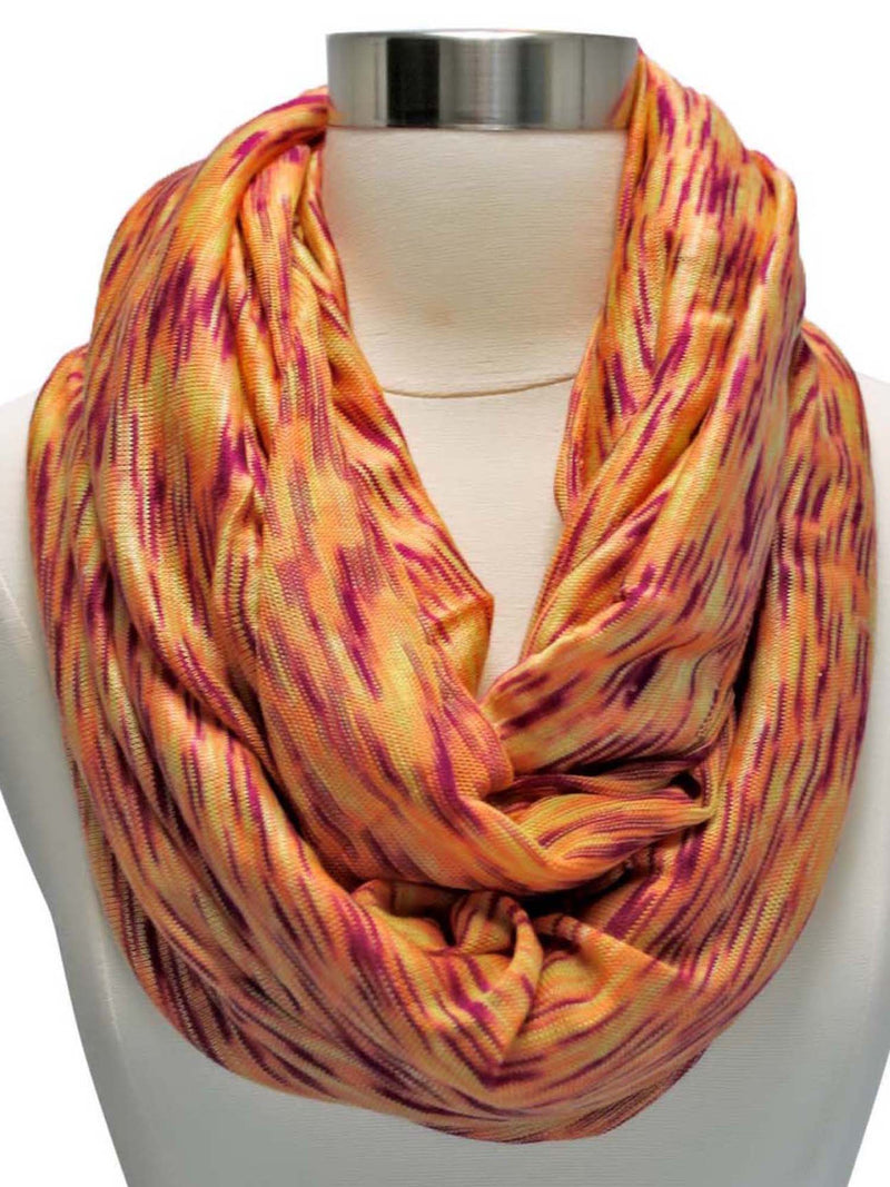 Orange Variegated Light Knit Circle Scarf