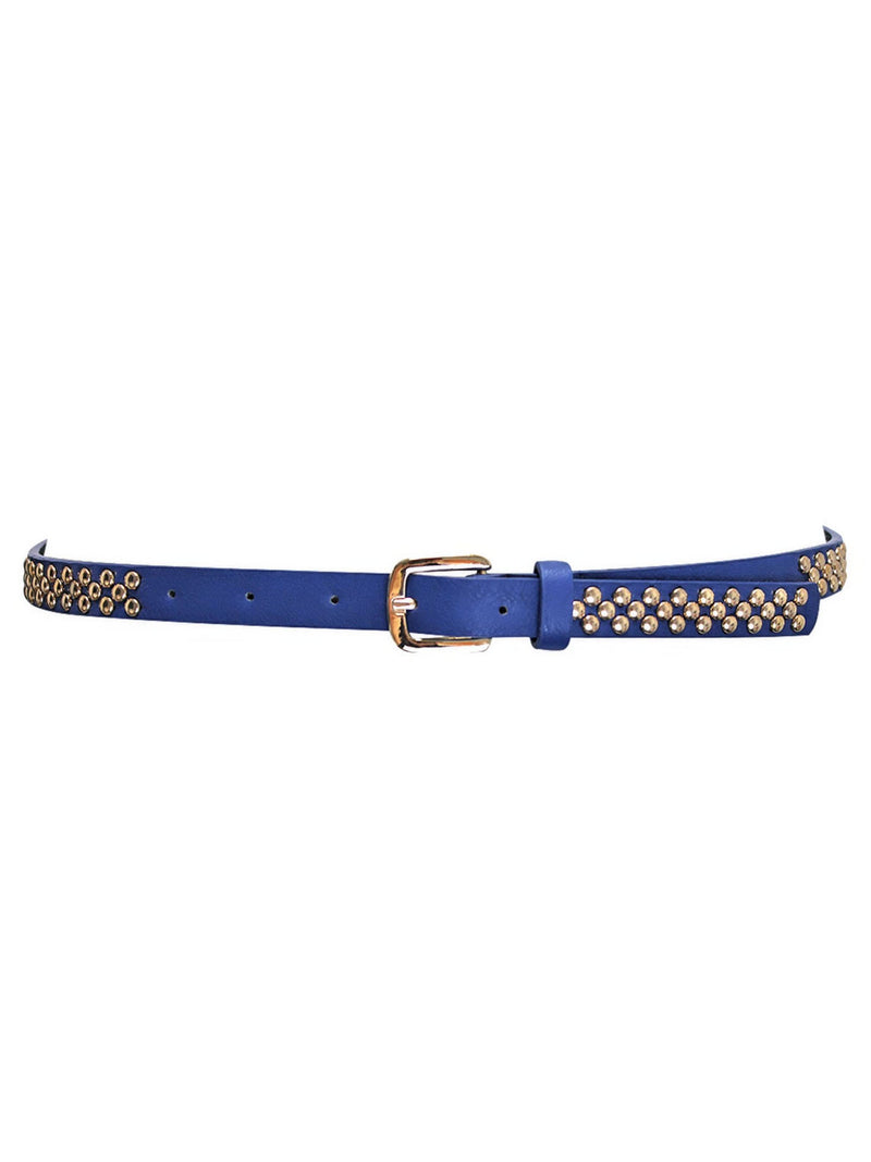 Skinny Gold Tone Round Studded Belt