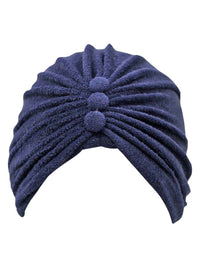 Terry Cloth Turban Head Wrap With Button Detail