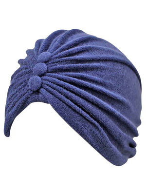 Terry Cloth Turban Head Wrap With Button Detail