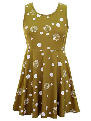 Sleeveless Polka Dot Skater Dress With Empire Waist