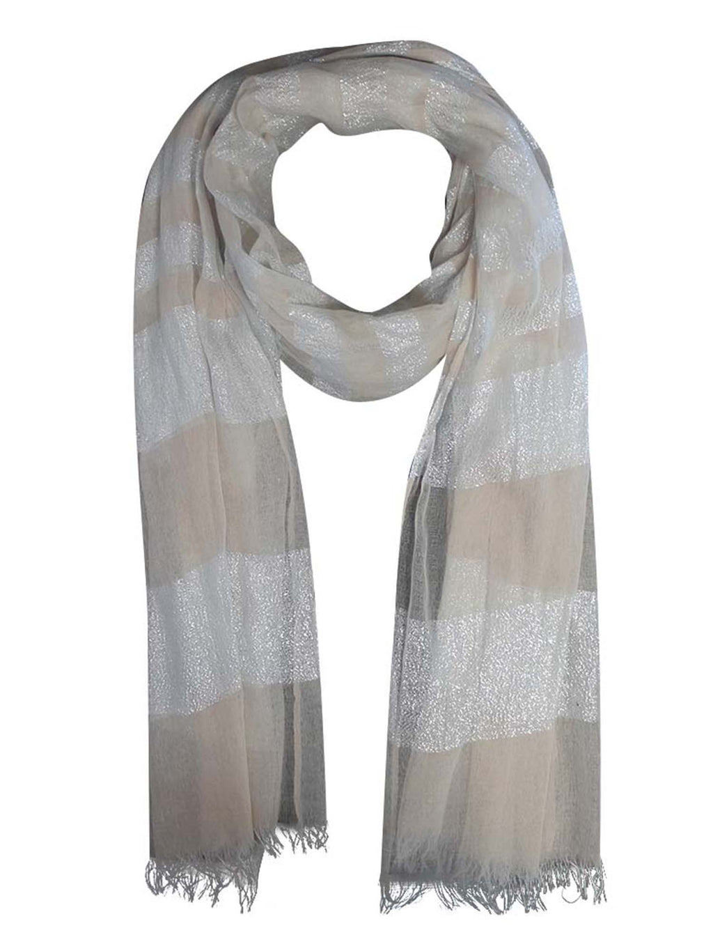Pastel Peach & Silver Metallic Light Scarf