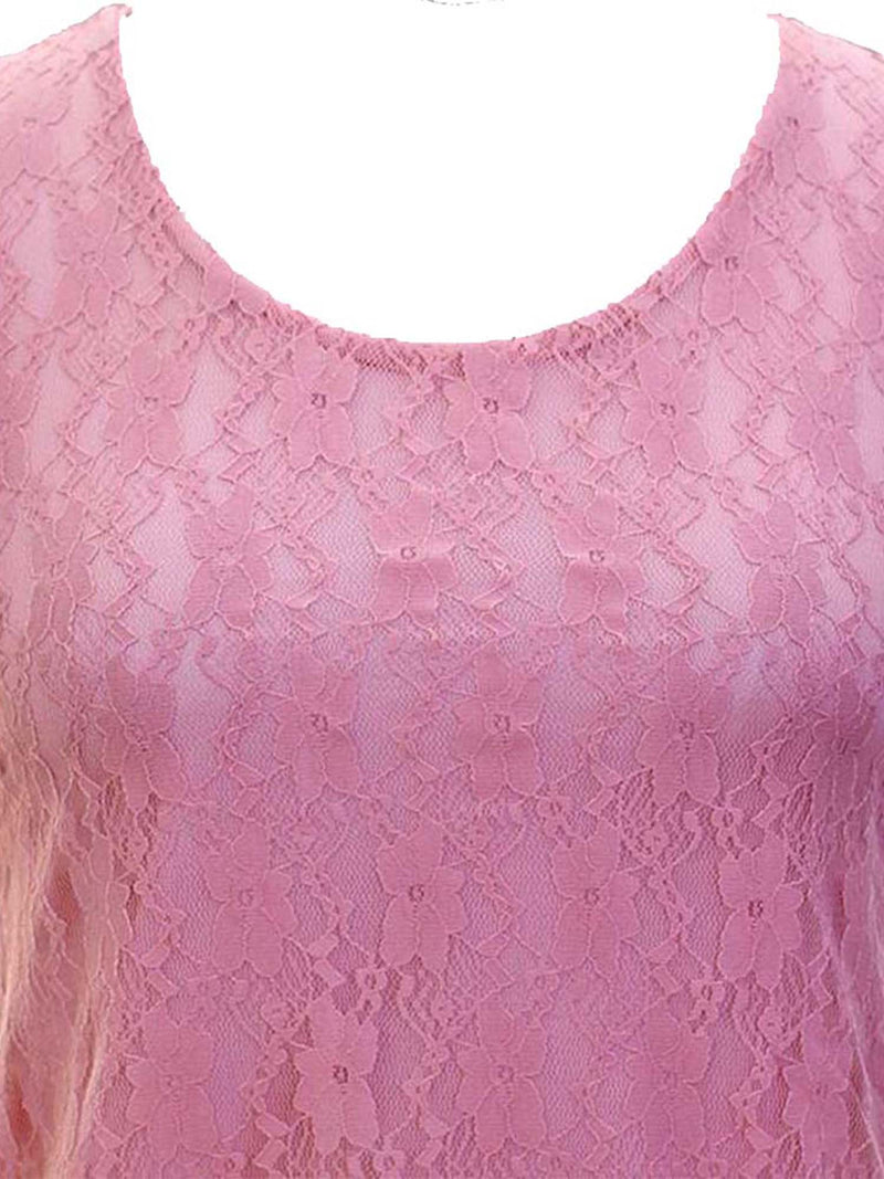 Short Sleeve Lace Blouse With Scoop Neckline