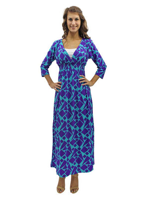 Patterned Empire Waist Long Sleeve Maxi Dress