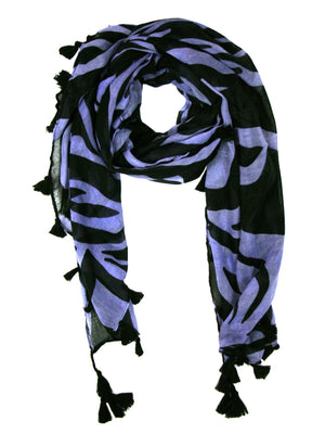 Zebra Striped Scarf With Tassels