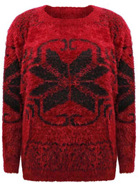 Snowflake Pattern Fuzzy Eyelash Knit Sweater