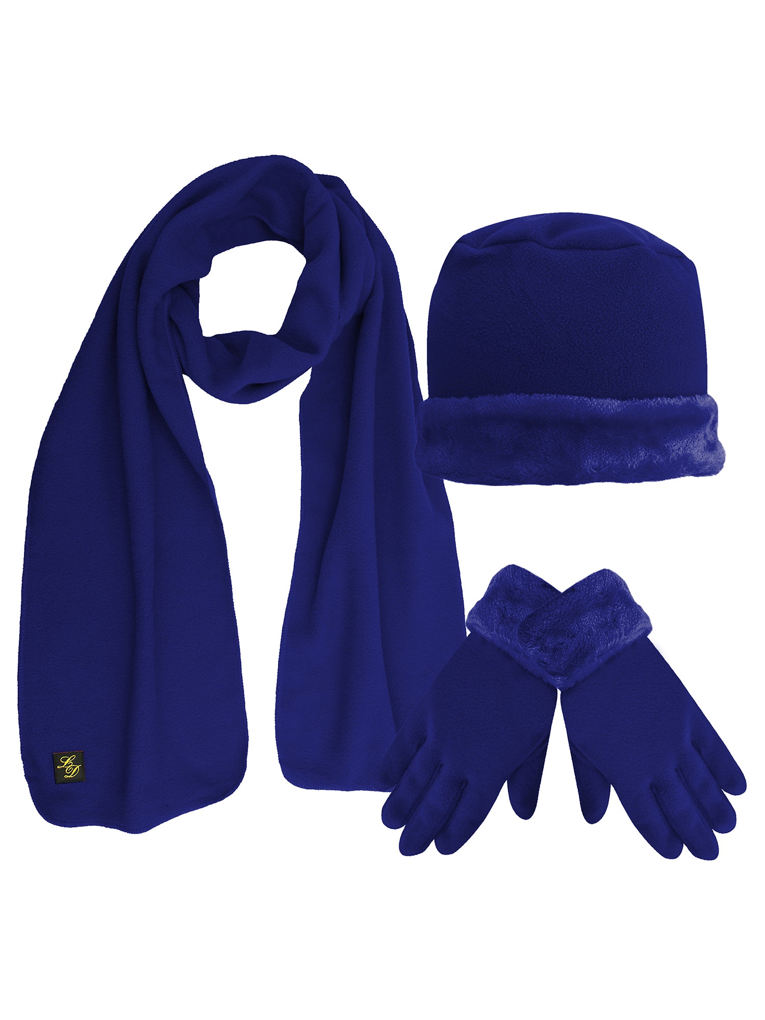 Fleece Hat Scarf & Glove Set With Plush Fur Trim – Luxury Divas