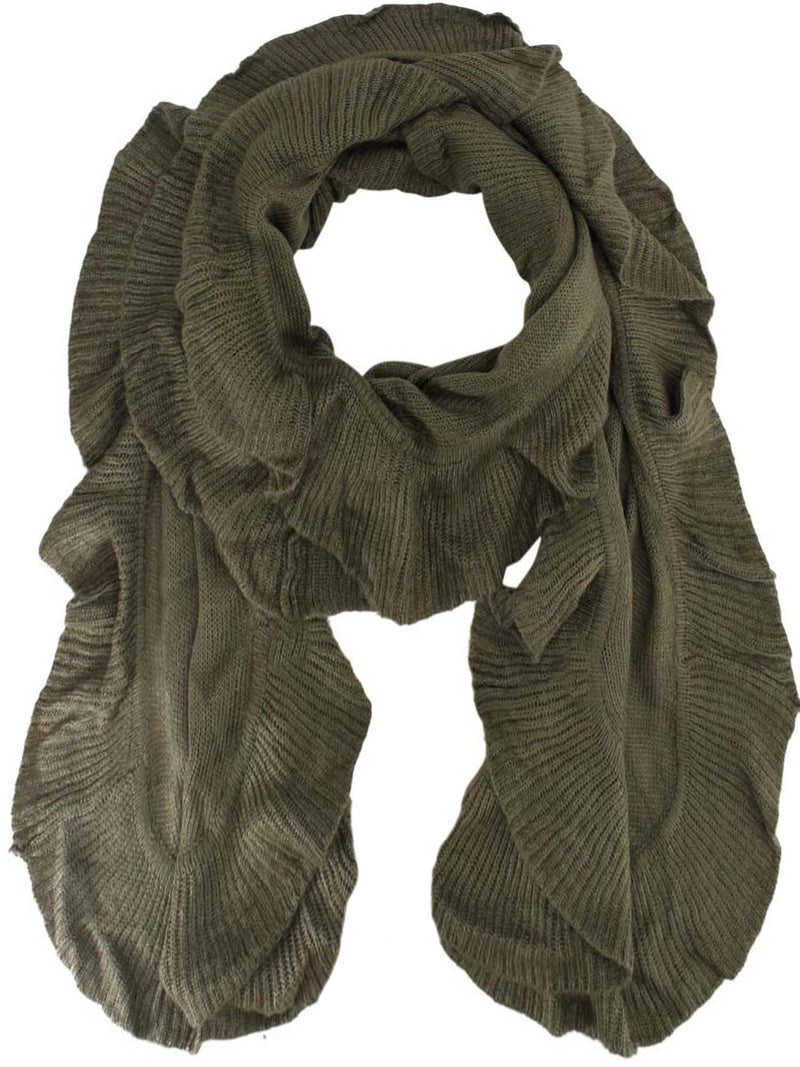 Knit Scarf Wrap With Ruffle Edge