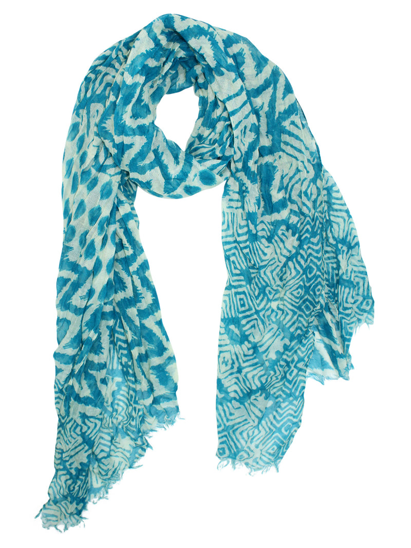 Tribal Chevron Print Crinkled Scarf Shawl