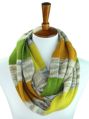 Multicolor Stripe Knit Winter Infinity Scarf