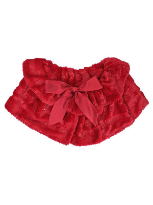 Plush Faux Fur Sequin Caplet With Satin Bow