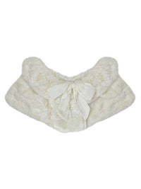 Plush Faux Fur Sequin Caplet With Satin Bow