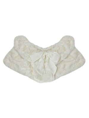 Plush Faux Fur Sequin Caplet With Satin Bow