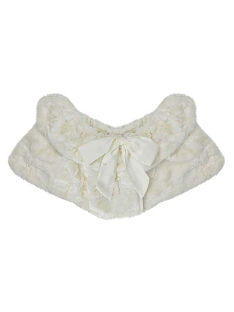 Plush Faux Fur Sequin Caplet With Satin Bow