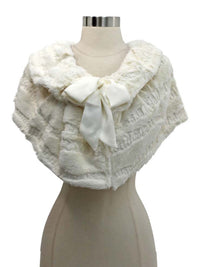 Plush Faux Fur Sequin Caplet With Satin Bow