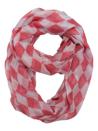 Beige & White Harlequin Diamond Print Infinity Scarf
