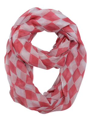 Beige & White Harlequin Diamond Print Infinity Scarf