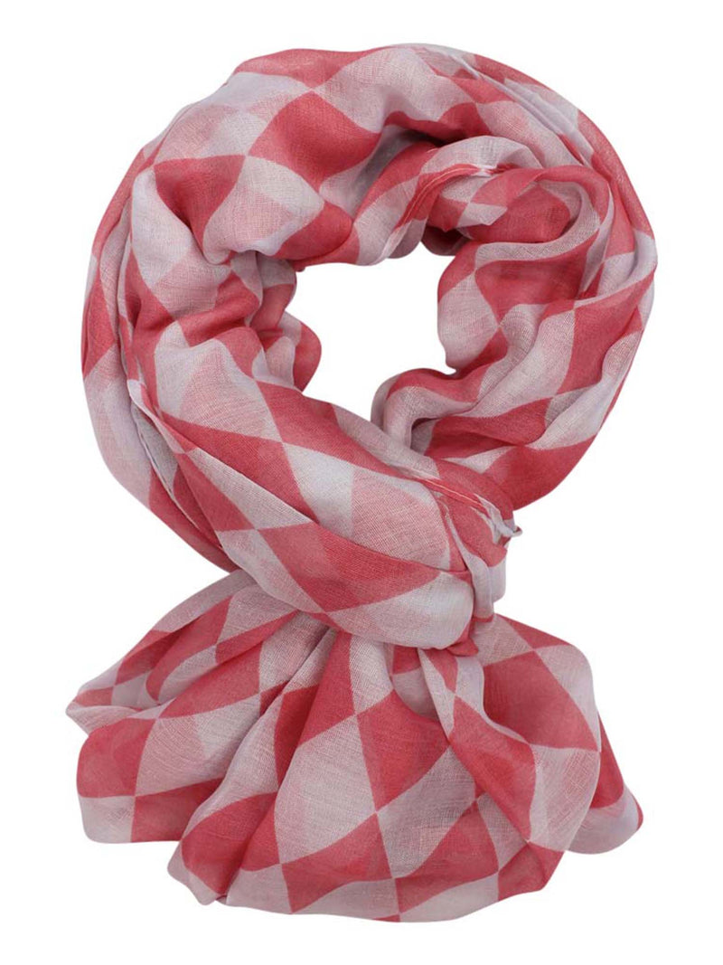 Beige & White Harlequin Diamond Print Infinity Scarf