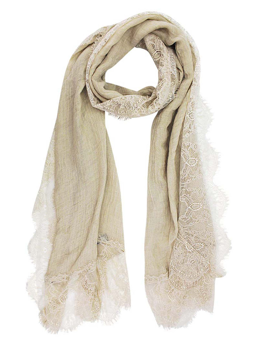 Gauzy Lightweight Spring Scarf With Lace Trim