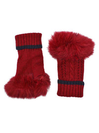 Chic Womens Fingerless Gloves With Faux Fur Trim