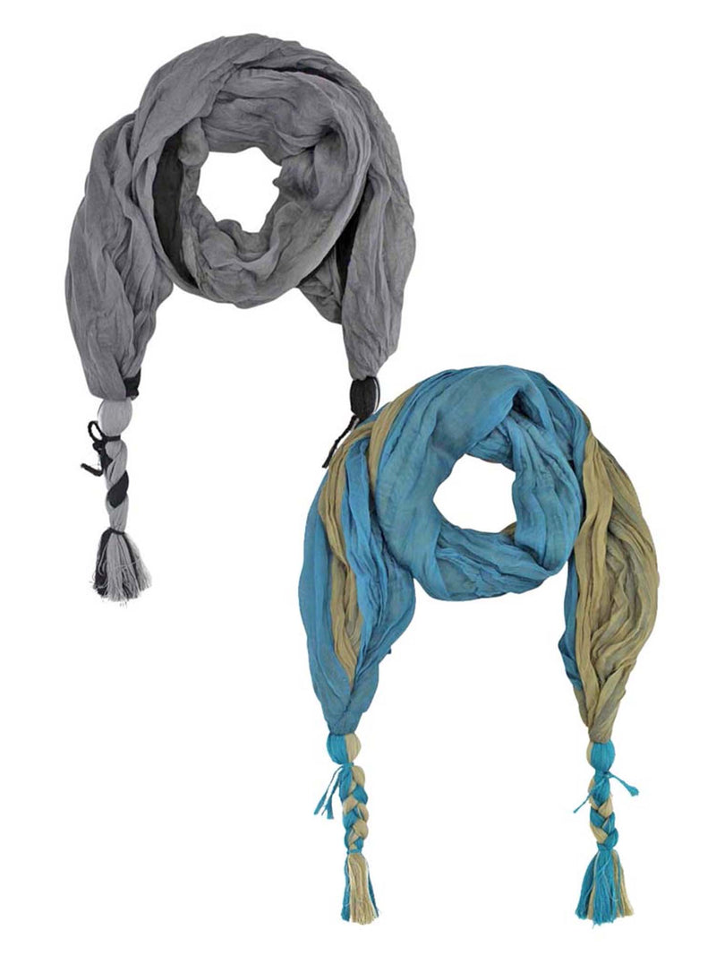 Crinkled Fashion Scarf 2-Pack With Tassels