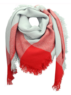 Gray & Red Plaid Blanket Scarf