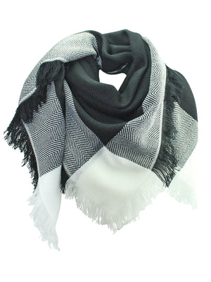 Black & White Plaid Blanket Scarf