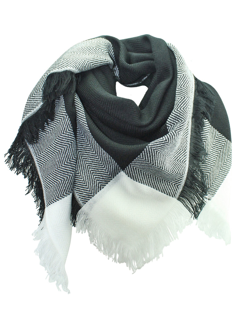Black & White Plaid Blanket Scarf