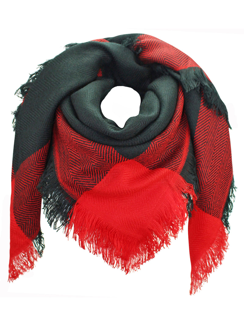 Black & Red Plaid Blanket Scarf