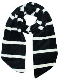 Black & White Striped Faux Fur Stole Scarf
