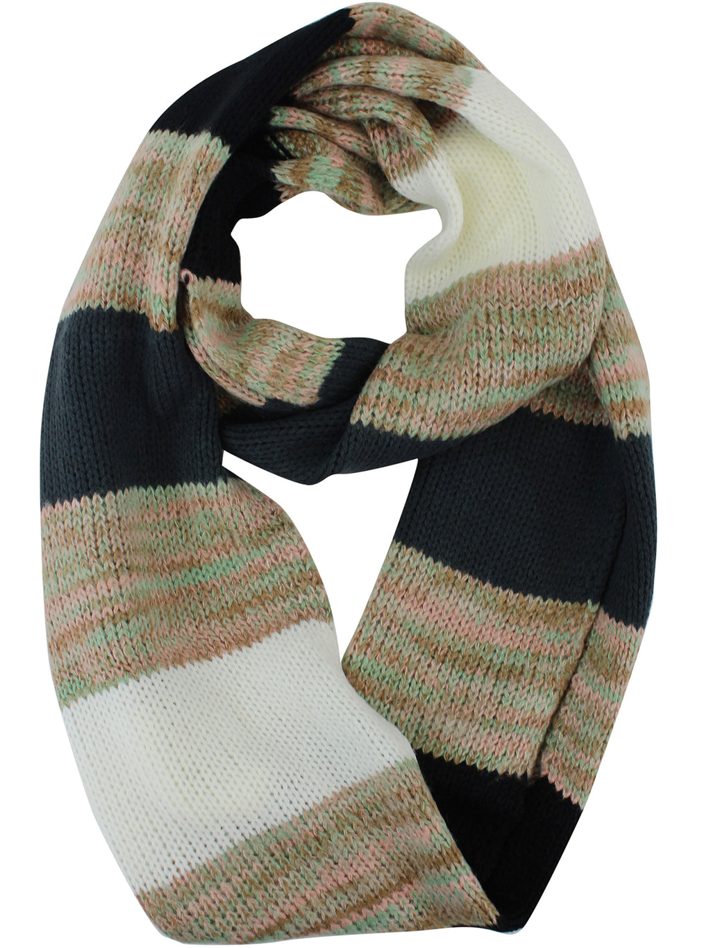 White Multicolor Knit Infinity Scarf