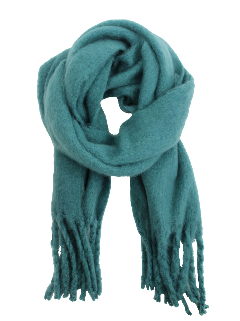 Green Ultra Soft Long Fringed Scarf